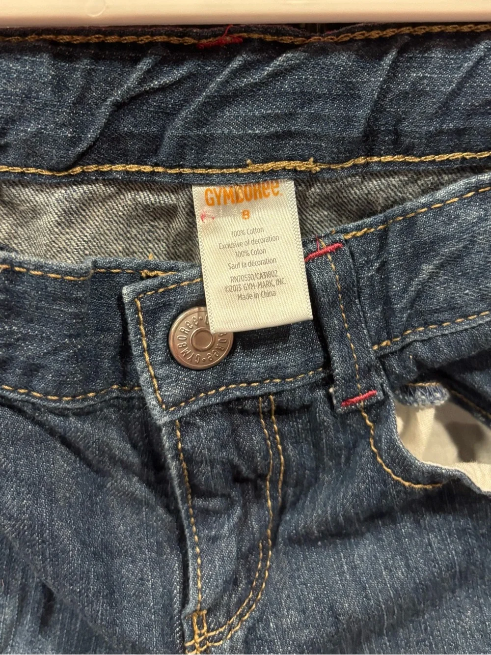 Gymboree Dark Blue Denim Jeans with Pink Stitching Detail(Sz8)